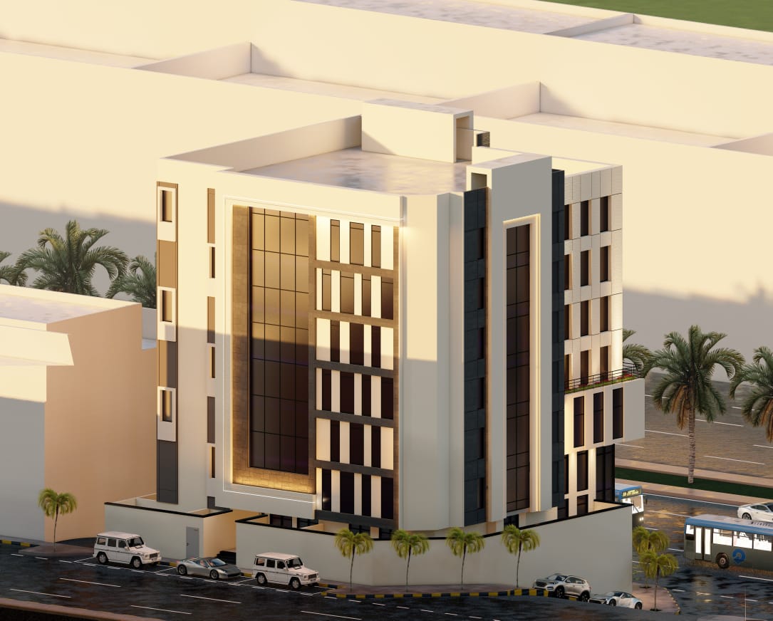 STEP Hotel 3D render — Aerial massing